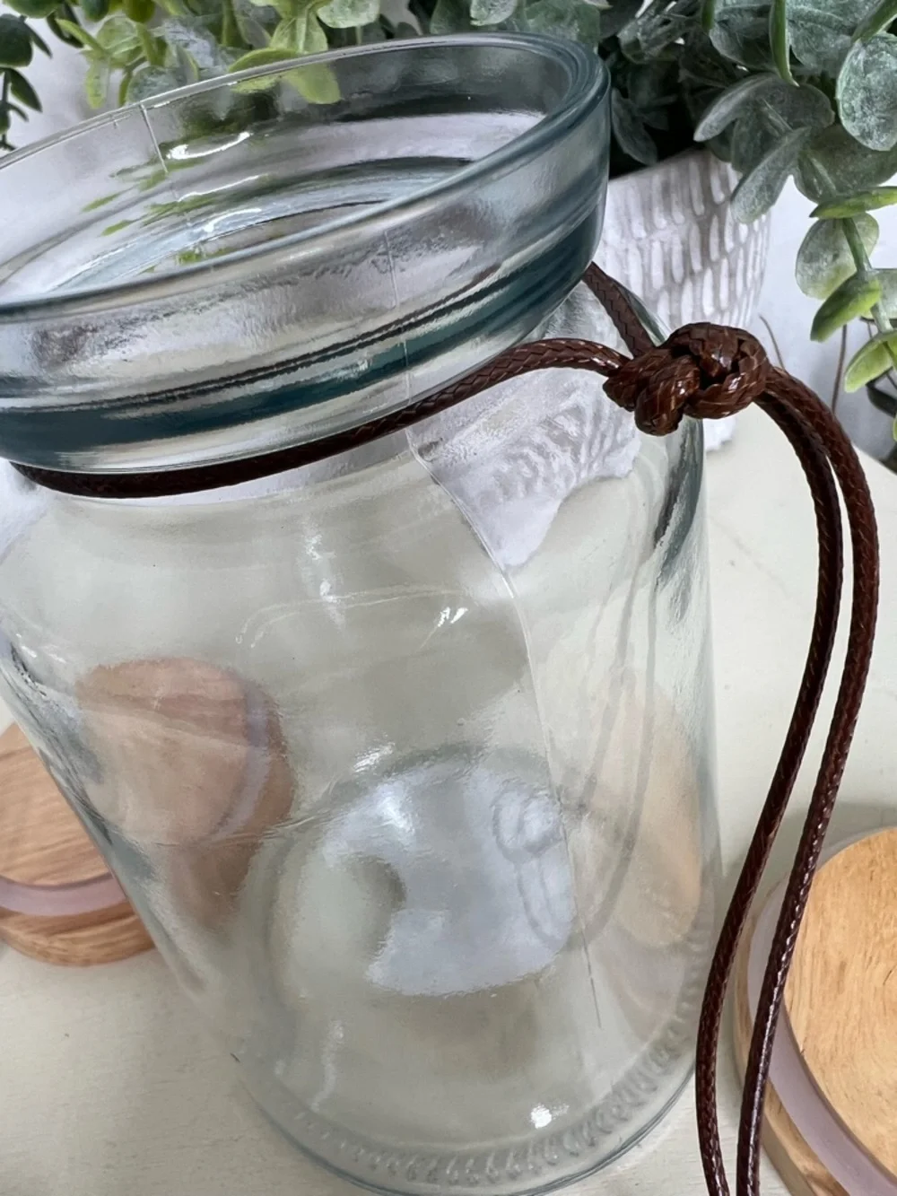 Brand New-Set of 2 Glass Jars with Wood Lid & Spoon